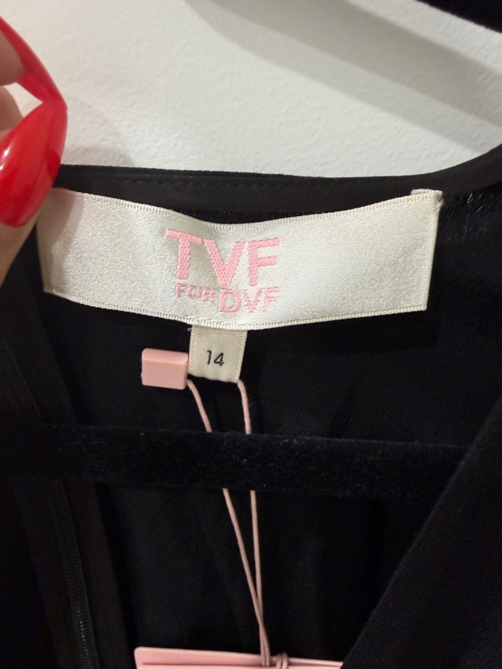 Diane Von Furstenberg Black Dress with Pink Label Detail - Picture 2 of 3